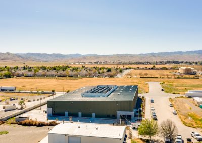 Drone aerial of finished commercial warehouse — Central Valley construction